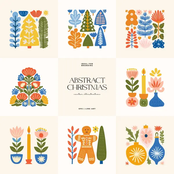 Mutlu Noeller ve mutlu yıllar illüstrasyonu. Modern moda minimal tarz. Duvar kağıdı, duvar dekoru, baskı, kartpostal, kapak, şablon, pankart için el çizimi tasarımı.