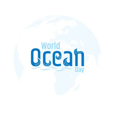 Dünya okyanus günü. Vektör çizimi. Bu, 8 Haziran 'da kutlanan bir tasarruf okyanus farkındalığı konseptidir.