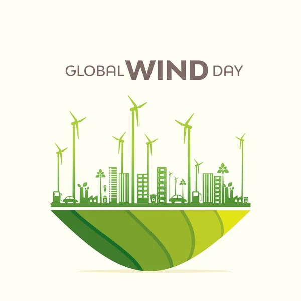Global Wind Day Ist Eine Jährliche Veranstaltung Die Juni Gefeiert Stockillustration