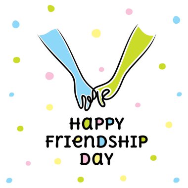 Mutlu Dostluk Günleri, arkadaşlar söz, destek, aşk illüstrasyonu posteri, vektör