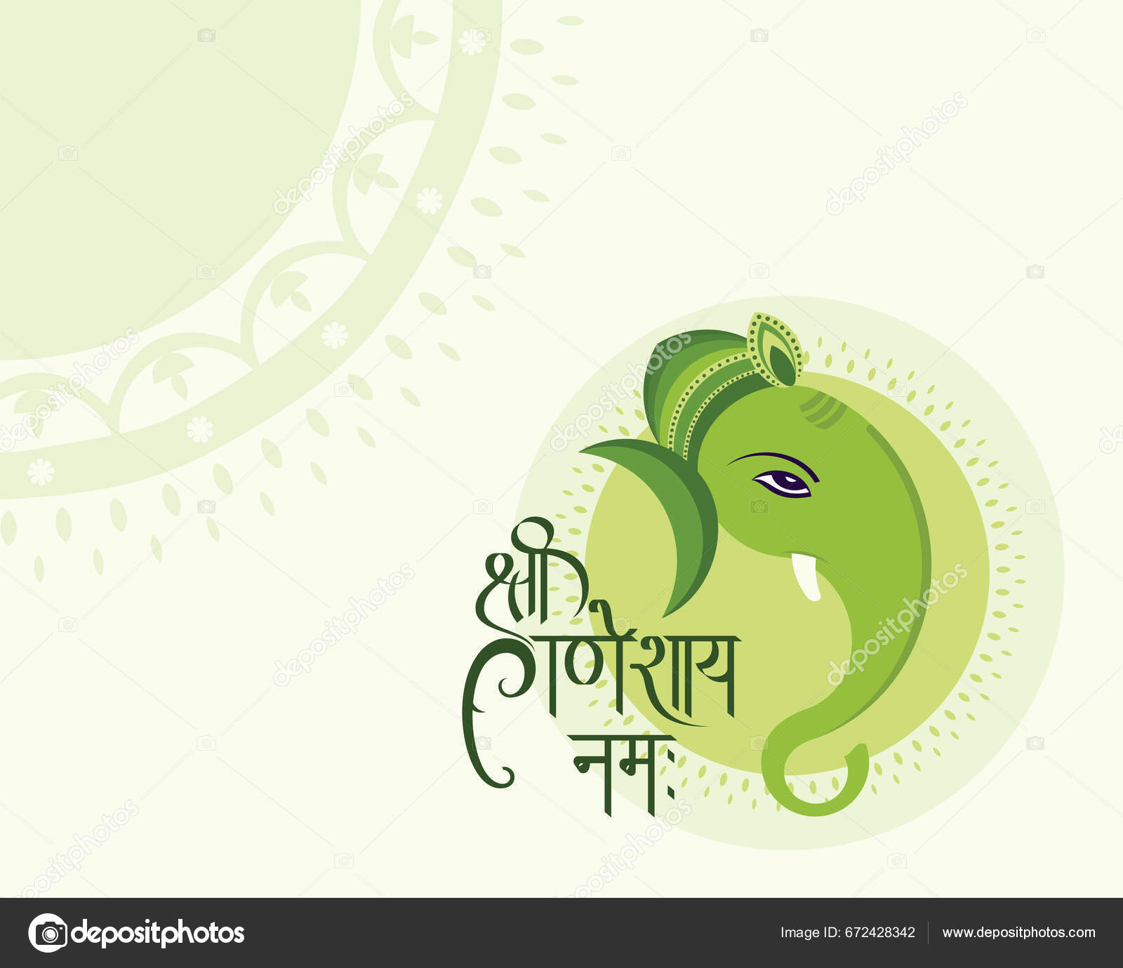 Premium Vector | Ganesh chaturthi festival greeting with shree ganeshaya  namah hindi calligraphy ganesha symbol