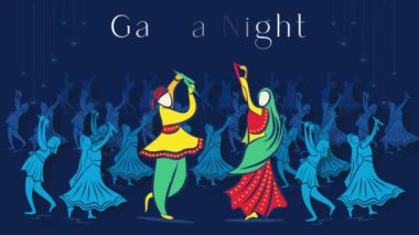 Navratri Kutlaması 'nda ya da Hindistan Festivali' nde Garba ve Dandiya Gecesi 'nin bir canlandırması için animasyon