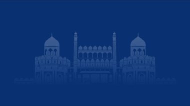 yaratıcı Cumhuriyet Günü Hindistan, 26 Ocak, bayrak dalgalı HD kalite, kaliteli animasyon videosu, Hint Anıtları ve üç renkli.