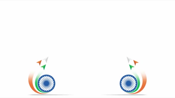 ハッピー共和国の日インド フラッグ飛行Hd品質 品質アニメーションビデオ インドのモニュメントとトリコロール — ストック動画