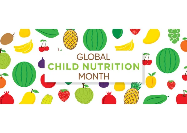 世界の児童栄養月は4月の月に祝います ロイヤリティフリーストックベクター