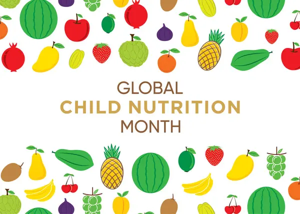 Παγκόσμια Μήνα Διατροφής Παιδιών Γιορτάζουν Μήνα Απρίλιο Royalty Free Εικονογραφήσεις Αρχείου