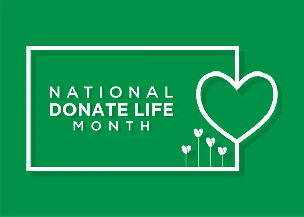 National Donate Life Month Obraz Upamiętniający Ducha Hojności Ratującego Życie Wektor Stockowy