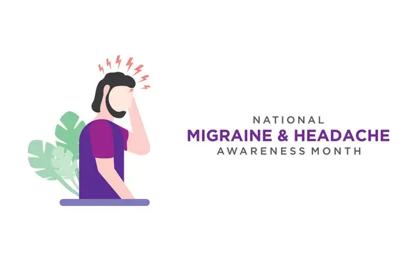 Mois National Sensibilisation Migraine Aux Maux Tête Est Observé Juin Vecteurs De Stock Libres De Droits
