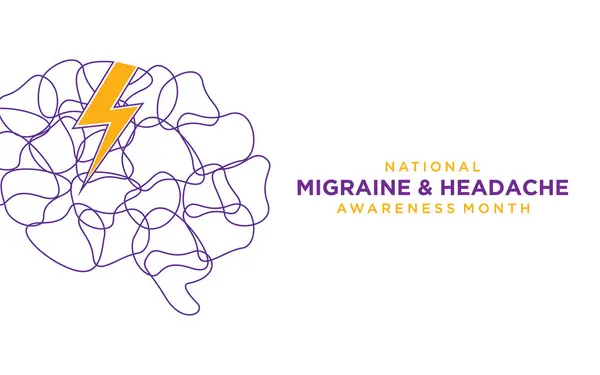 National Migrän Huvudvärk Medvetenhet Månad Observeras Juni Månaden Fokuserar Att Stockillustration