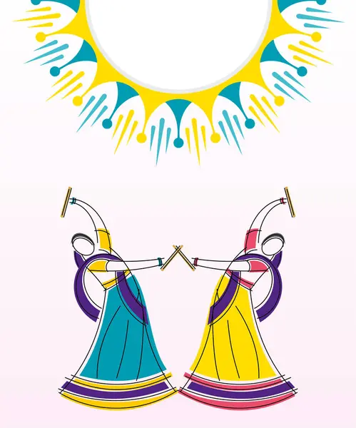 stock vector Navratri Garba is a vibrant and energetic dance form performed during the Hindu festival of Navratri. Garba is characterized by rhythmic, circular movements set to traditional music, involving clapping, twirling, and intricate footwork.