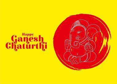 Ganesha Chaturthi için şenlik tasarımı, Lord Ganesha 'nın renkli bir çizimini ve 