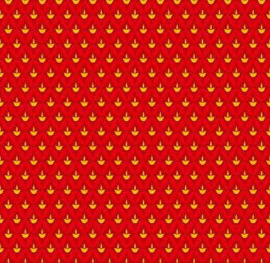 Kusursuz kırmızı arkaplan, ince yaprak aksanıyla tekrarlayan dairesel motifler içeriyor. Lüks markalaşma, tekstil ve dekoratif tasarımlar için ideal..