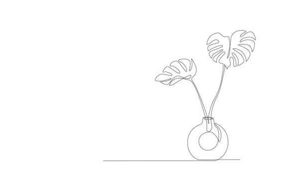 Ház Növény Szörnyek Vázában Vonal Művészet Stílusban Szerkeszthető Stroke Folyamatos — Stock Vector