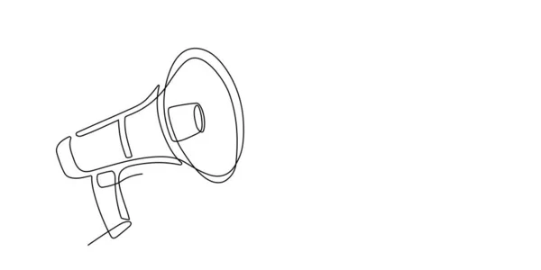 Непрерывный Однолинейный Мегафон Громкоговоритель Громкоговоритель Единая Линейка Мегафонов Продвижения Маркетинга — стоковый вектор