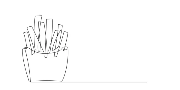 Nepřetržitá Kresba Hranolků Jednou Čarou Jednoduchá Kresba Fast Foodu Silueta — Stockový vektor