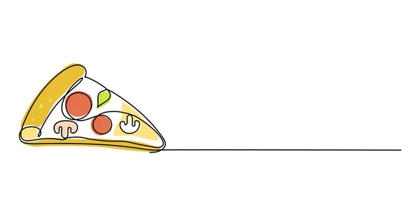 Desenho Linha Contínua Fatia Pizza Curso Editável Linha Única Comida —  Vetores de Stock