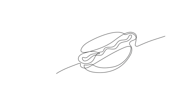 Один Безперервний Малюнок Американського Хот Дога Ковбасою Одна Лінія Фаст — стоковий вектор