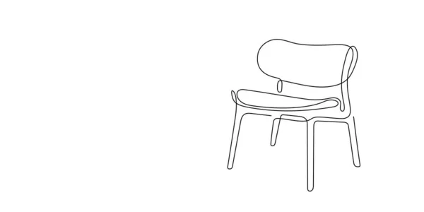 連続椅子の1本の線引き 家具のインテリア要素 アームチェアモダンな家具とリビングルームのためのシングルライン図面 編集可能なストローク 手描きの輪郭 落書きベクトルイラスト — ストックベクタ