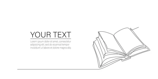 Відкрити Книгу Місцем Тексту Єдиному Лінійному Стилі Безперервний Креслення Ноутбука — стоковий вектор
