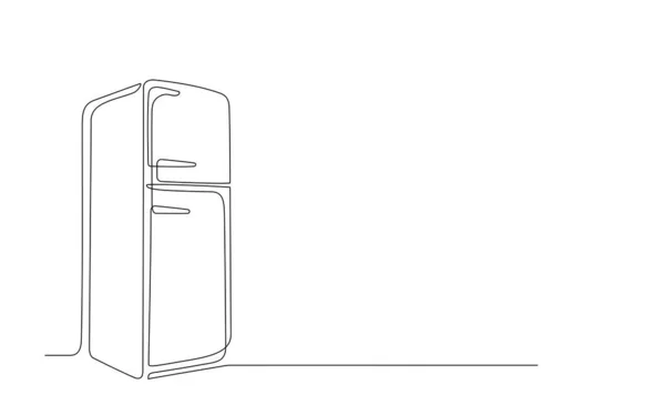 以复古风格连续绘制冰箱线条 家用电器 冰箱的一条线绘图 海报模板 可编辑的冰箱笔划轮廓 涂鸦手绘矢量 — 图库矢量图片