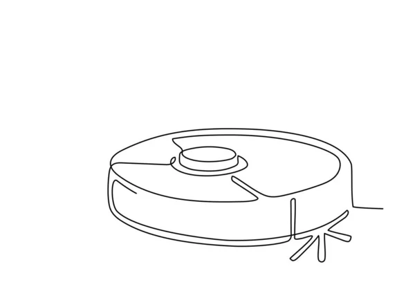 Один Сплошной Рисунок Беспроводного Робота Пылесоса Однолинейный Чертеж Прибора Бытовой — стоковый вектор