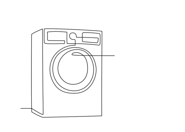 Enda Linje Ritning Ytterdörren Tvättmaskin Enkelritning Hushållsapparater Redigerbar Stroke Kontur — Stock vektor