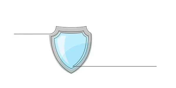 Щит Непрерывном Стиле Одной Линии Одноцветный Защитный Линейный Символ Безопасность — стоковый вектор