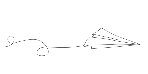 Dibujo Continuo Una Línea Avión Papel Volando Para Ilustración Negocios — Archivo Imágenes Vectoriales