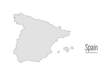 İspanya ülke haritası, ülke şekli. Avrupa ülkesinin silueti, AB devleti haritası. Arkaplan çizimi. Ülke çizimi arka planı. İspanyol haritası sınırları. Seyahat için vektör illüstrasyonu