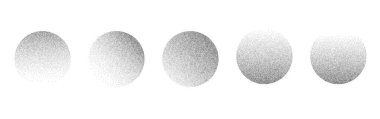 Dotwork grain noise gradient circles. Pointillism gradient pattern. Radial stochastic grange texture. Dotwork stipple halftone effect for tattoo. Dotted sphere, stipple element. Vector background clipart