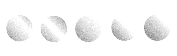 圆环噪音质感使颗粒失效 Pointillism梯度模式 径向随机颗粒纹理 Dotwork Stipple半色调效果纹身 虚空的球体 立柱的元素 矢量背景 — 图库矢量图片