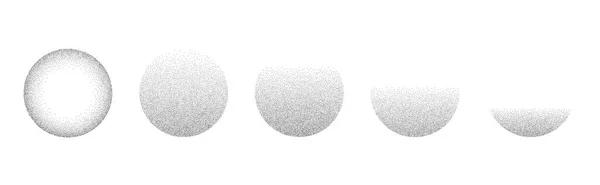 道奇颗粒噪声梯度圈 Pointillism梯度模式 径向随机颗粒纹理 Dotwork Stipple半色调效果纹身 虚空的球体 立柱的元素 矢量背景 — 图库矢量图片