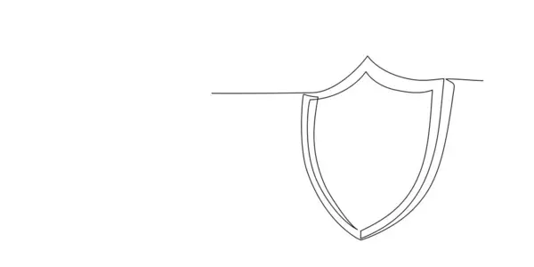 Desenho Contínuo Linha Única Escudo Uma Linha Protege Símbolo Linear —  Vetores de Stock