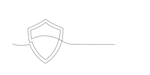 Desenho Contínuo Linha Única Escudo Uma Linha Protege Símbolo Linear —  Vetores de Stock
