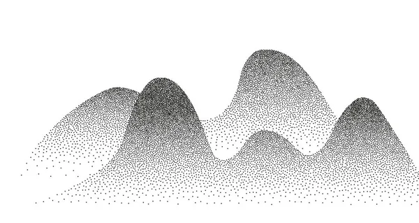 Dotwork山谷物图案 有斑点噪音和发牢骚质感的小山 景观和地形呈点缀风格 陡峭的陡峭山岗 杂音杂音杂音杂音背景 — 图库矢量图片