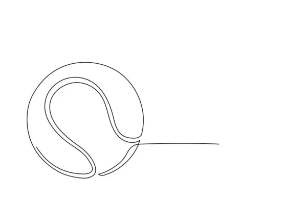 网球是一种连续的线艺术 网球器材单线绘图 单行连续画网球运动主题的单行画 — 图库矢量图片