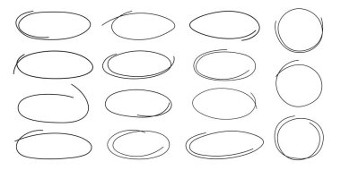 El çizimi vurgular, oklar, metin altı çizgileri ve vurgu işaretleri. Elips, dikdörtgen, kare, oval ve işaret çizimleri. İleti notları için fırça karalama ögeleri ve şekilleri koleksiyonu