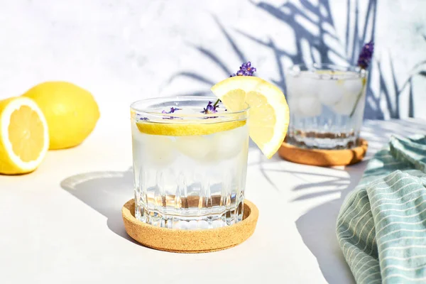 Kühler Cocktail Mit Lavendel Und Zitrusfrüchten Sommergetränk Limo Mit Zitrone — Stockfoto