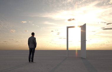 Arkaplan önünde soyut iş adamı - 3D İllüstrasyon