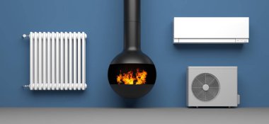 a lot of several heater - 3D Illustration clipart