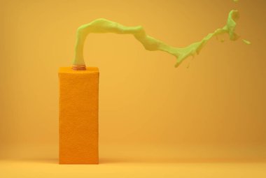 Sıçrayan ve damlayan portakal suyu - 3D İllüstrasyon