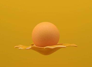 Sıçrayan ve damlayan portakal suyu - 3D İllüstrasyon