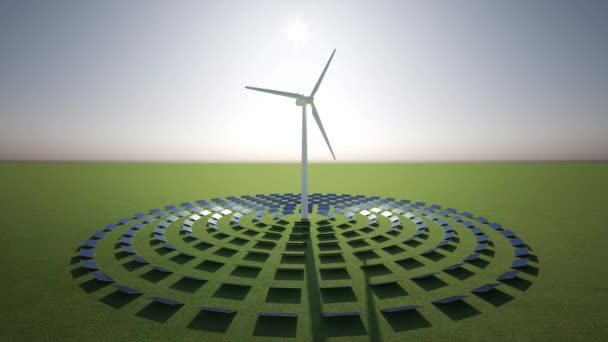Вращающаяся Ветрогенератор Качестве Возобновляемых Альтернативных Зеленой Энергии Ветряной Мельницы Солнечной — стоковое видео