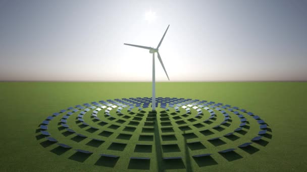 Roterande Vindkraft Maskin Som Förnybar Alternativ Grön Energi Väderkvarn Med — Stockvideo