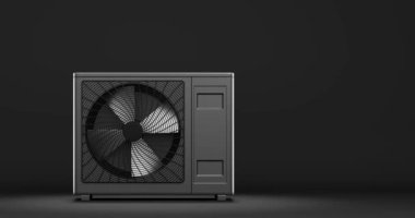 Isıtıcı olarak bir ısı pompasının dönen vantilatörü - 3D görüntüleme 4K DCI