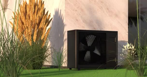 Ventilador Giratorio Una Bomba Calor Energía Con Panel Solar Como — Vídeo de stock