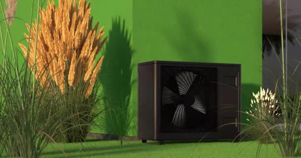 Обертається Вентилятор Теплової Енергії Сонячною Панеллю Обігрівач Альтернативна Енергія Animation — стокове відео