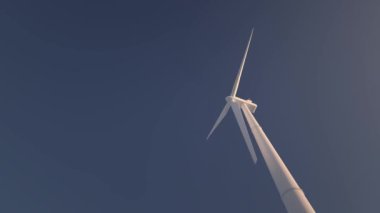 Yenilenebilir yeşil enerji yel değirmeni olarak dönen rüzgar enerjisi makinesi - 3D animasyon 4k dikişsiz döngü
