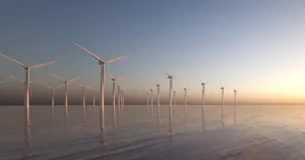 Draaiende Windkrachtmachine Als Hernieuwbare Alternatieve Groene Energie Windmolen Animatie Naadloze — Stockvideo