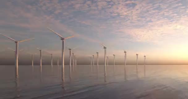 再生可能な代替グリーンエネルギー風車として風力発電機を回転させる 3Dアニメーション4Kシームレスループ — ストック動画